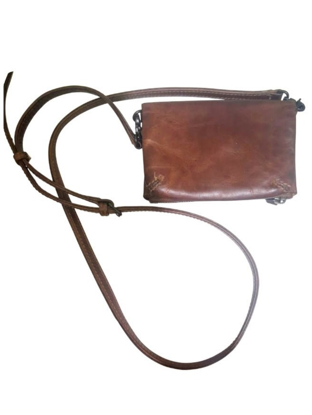 Frye Melissa Leather Crossbody Wallet Wristlet Cognac Brown
